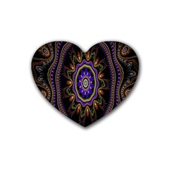 Fractal Vintage Colorful Decorative Heart Coaster (4 Pack)  by Celenk