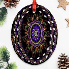 Fractal Vintage Colorful Decorative Oval Filigree Ornament (two Sides) by Celenk