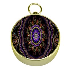 Fractal Vintage Colorful Decorative Gold Compasses by Celenk