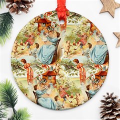 Seamless Vintage Design Round Ornament (two Sides) by Celenk