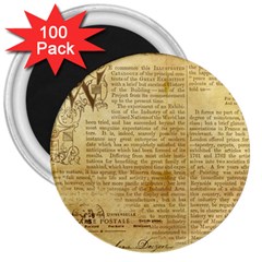 Vintage Background Paper 3  Magnets (100 Pack) by Celenk