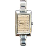 Vintage Beige Music Notes Rectangle Italian Charm Watch Front