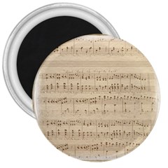 Vintage Beige Music Notes 3  Magnets by Celenk