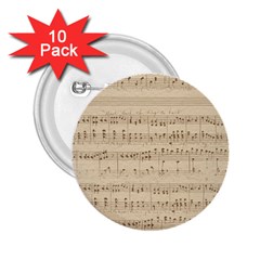 Vintage Beige Music Notes 2 25  Buttons (10 Pack)  by Celenk