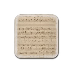 Vintage Beige Music Notes Rubber Coaster (square)  by Celenk