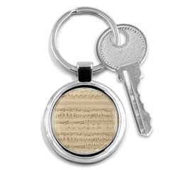 Vintage Beige Music Notes Key Chains (round)  by Celenk