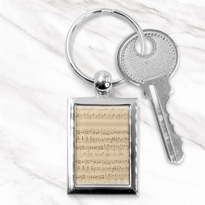 Vintage Beige Music Notes Key Chains (Rectangle) 