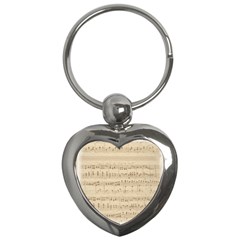 Vintage Beige Music Notes Key Chains (heart)  by Celenk