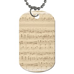 Vintage Beige Music Notes Dog Tag (one Side) by Celenk