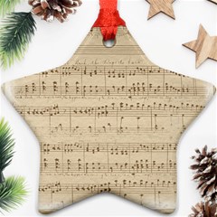 Vintage Beige Music Notes Star Ornament (two Sides) by Celenk