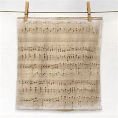 Vintage Beige Music Notes Face Towel by Celenk