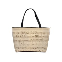 Vintage Beige Music Notes Shoulder Handbags by Celenk