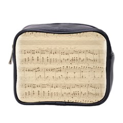 Vintage Beige Music Notes Mini Toiletries Bag 2-side by Celenk