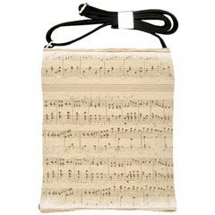 Vintage Beige Music Notes Shoulder Sling Bags by Celenk