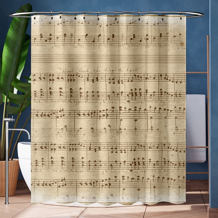 Vintage Beige Music Notes Shower Curtain 60  x 72  (Medium) 