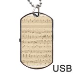 Vintage Beige Music Notes Dog Tag USB Flash (One Side) Front