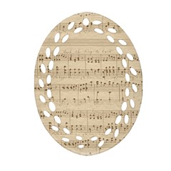 Vintage Beige Music Notes Oval Filigree Ornament (two Sides) by Celenk