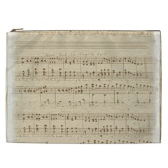 Vintage Beige Music Notes Cosmetic Bag (xxl)  by Celenk