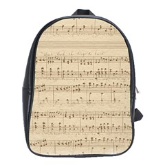 Vintage Beige Music Notes School Bag (xl)