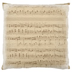 Vintage Beige Music Notes Large Flano Cushion Case (one Side) by Celenk