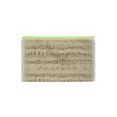 Vintage Beige Music Notes Cosmetic Bag (xs) by Celenk