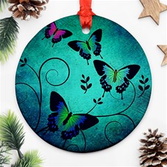 Texture Butterflies Background Ornament (round) by Celenk