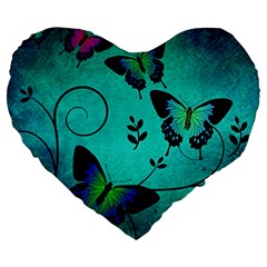 Texture Butterflies Background Large 19  Premium Heart Shape Cushions by Celenk