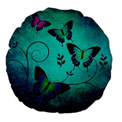 Texture Butterflies Background Large 18  Premium Flano Round Cushions by Celenk