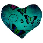 Texture Butterflies Background Large 19  Premium Flano Heart Shape Cushions Front