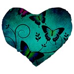 Texture Butterflies Background Large 19  Premium Flano Heart Shape Cushions Back