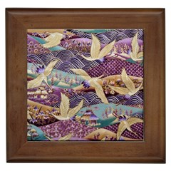 Textile Fabric Cloth Pattern Framed Tiles by Celenk