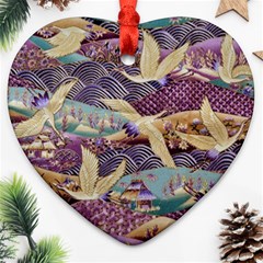 Textile Fabric Cloth Pattern Heart Ornament (two Sides) by Celenk