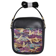 Textile Fabric Cloth Pattern Girls Sling Bags by Celenk