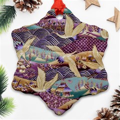 Textile Fabric Cloth Pattern Snowflake Ornament (two Sides) by Celenk