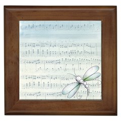 Vintage Blue Music Notes Framed Tiles by Celenk