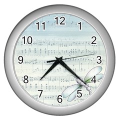 Vintage Blue Music Notes Wall Clocks (silver) 