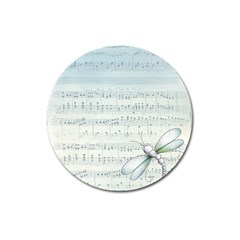 Vintage Blue Music Notes Magnet 3  (round) by Celenk