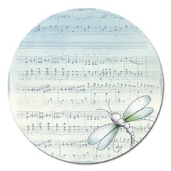 Vintage Blue Music Notes Magnet 5  (round) by Celenk