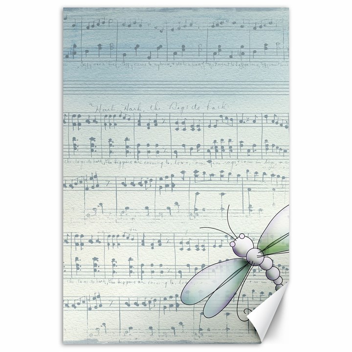 Vintage Blue Music Notes Canvas 24  x 36 