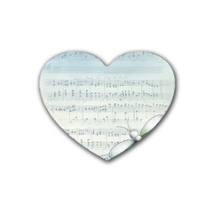 Vintage Blue Music Notes Heart Coaster (4 Pack)  by Celenk