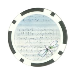 Vintage Blue Music Notes Poker Chip Card Guard by Celenk