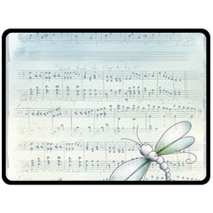 Vintage Blue Music Notes Fleece Blanket (large)  by Celenk