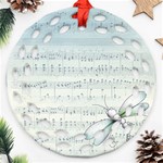 Vintage Blue Music Notes Round Filigree Ornament (Two Sides) Front