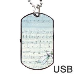 Vintage Blue Music Notes Dog Tag Usb Flash (two Sides) by Celenk