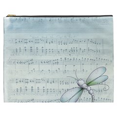 Vintage Blue Music Notes Cosmetic Bag (xxxl)  by Celenk