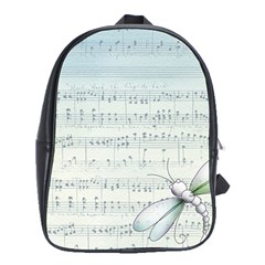 Vintage Blue Music Notes School Bag (xl)