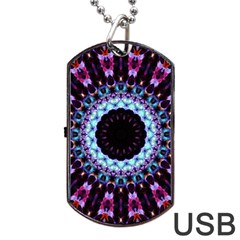 Kaleidoscope Shape Abstract Design Dog Tag Usb Flash (one Side) by Celenk