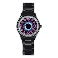 Kaleidoscope Shape Abstract Design Stainless Steel Round Watch by Celenk