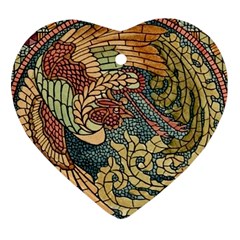 Wings Feathers Cubism Mosaic Ornament (heart) by Celenk