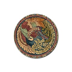 Wings Feathers Cubism Mosaic Rubber Round Coaster (4 Pack)  by Celenk